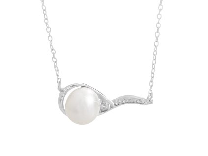 16591 stribrny nahrdelnik s ricni perlou na vlnce z kubickych zirkonu crystal stribro 925 1000