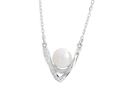 16594 stribrny nahrdelnik s ricni perlou ve vecku z kubickych zirkonu crystal stribro 925 1000