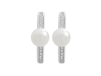 16597 stribrne nausnice kruhy s ricni perlou a kubickymi zirkony crystal stribro 925 1000