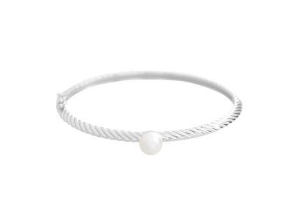 16600 stribrny naramek s ricni perlou na kovove zdobene obruci white stribro 925 1000