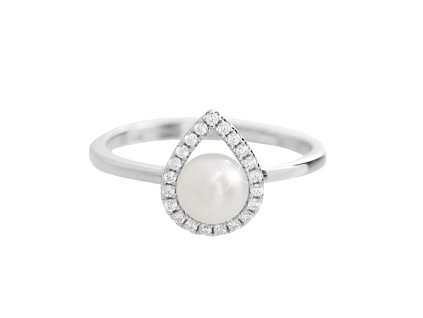 16648 stribrny prsten s ricni perlou v obvodove kapce kubickych zirkonu crystal stribro 925 1000