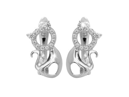 16669 stribrne nausnice klapky kocicka s kubickymi zirkony crystal stribro 925 1000