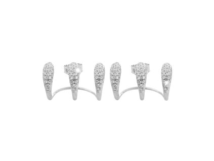 16672 stribrne nausnice puzety tri kapkovite krouzky s kubickymi zirkony crystal stribro 925 1000