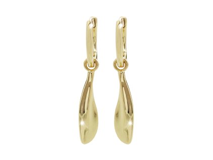16714 pozlacene stribrne nausnice krouzky s priveskem nepravidelneho podlouhleho tvaru bez krystalu stribro 925 1000