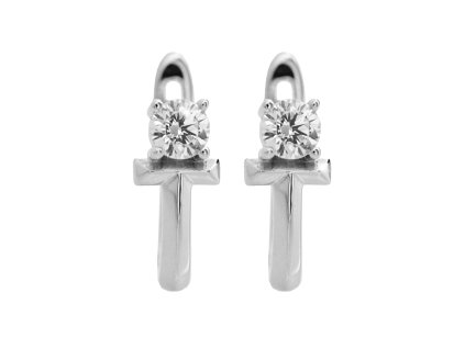 16717 stribrne nausnice klapky jeden kubicky zirkon na kovovem tecku crystal stribro 925 1000