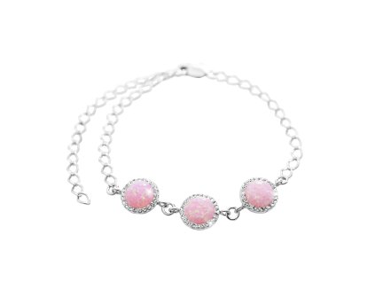 16774 stribrny naramek s kulatym opalem a krystaly swarovski rose velky stribro 925 1000