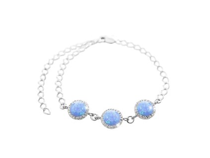 16777 stribrny naramek s kulatym opalem a krystaly swarovski blue velky stribro 925 1000