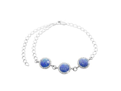 16780 stribrny naramek s kulatym opalem a krystaly swarovski dark blue velky stribro 925 1000
