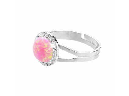 16789 stribrny prsten s kulatym opalem a krystaly swarovski rose velky stribro 925 1000