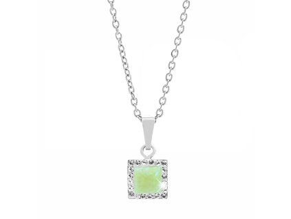 16861 stribrny nahrdelnik s ctvercovym opalem a krystaly swarovski green maly stribro 925 1000