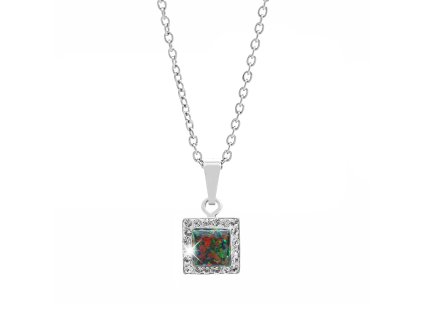 16864 stribrny nahrdelnik s ctvercovym opalem a krystaly swarovski vitrail medium maly stribro 925 1000