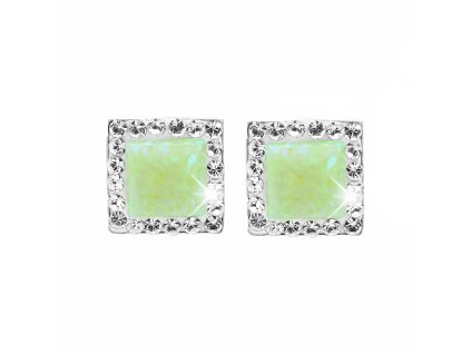 16876 stribrne nausnice puzety s ctvercovym opalem a krystaly swarovski green male stribro 925 1000
