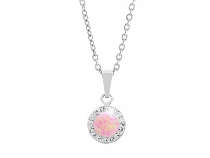 16900 stribrny nahrdelnik s kulatym opalem a krystaly swarovski rose maly stribro 925 1000
