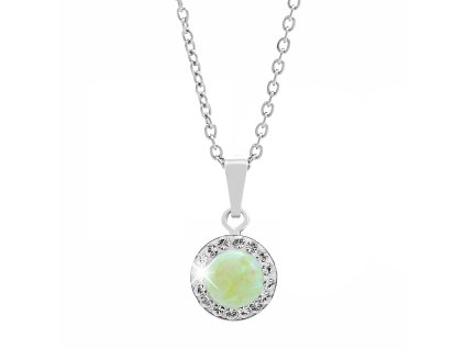 16909 stribrny nahrdelnik s kulatym opalem a krystaly swarovski green maly stribro 925 1000