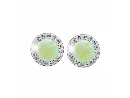 16927 stribrne nausnice puzety s kulatym opalem a krystaly swarovski green male stribro 925 1000