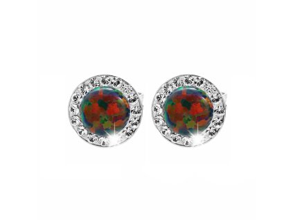 16930 stribrne nausnice puzety s kulatym opalem a krystaly swarovski vitrail medium male stribro 925 1000