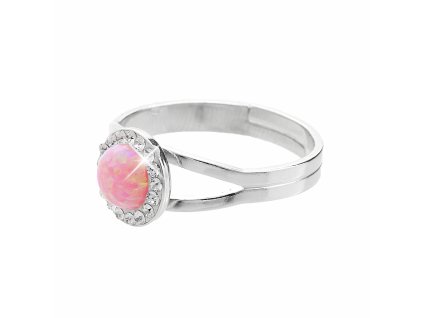 16936 stribrny prsten s kulatym opalem a krystaly swarovski rose maly stribro 925 1000