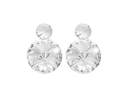 17198 nausnice puzety z bizuterni slitiny dve velke rivoli swarovski crystal a