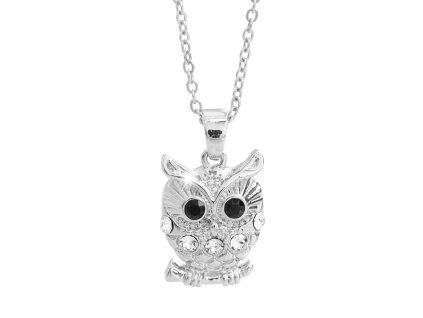17207 nahrdelnik z bizuterni slitiny zdobena sova s krystaly swarovski crystal a