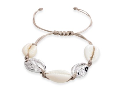 17636 1 pleteny naramek musle z bizuterni slitiny a prirodni musle doplnene o krystaly swarovski crystal