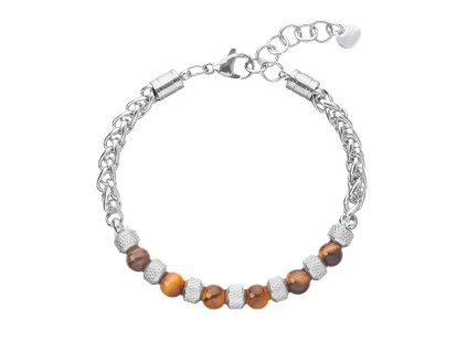 30290 bizuterni naramek z hnedych koralku a stribrnych komponentu 43042 3 hneda