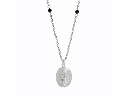 17723 nahrdelnik z bizuterni slitiny madona s koralky swarovski jet na retizku