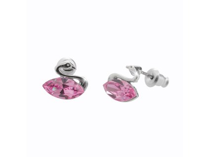 17951 nausnice puzety z bizuterni slitiny labut s navetou swarovski light rose