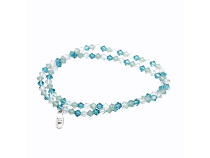 17993 navlekany naramek na dve omotani z koralku swarovski aqua