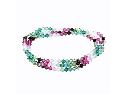 18023 navlekany naramek na tri omotani z koralku swarovski multi