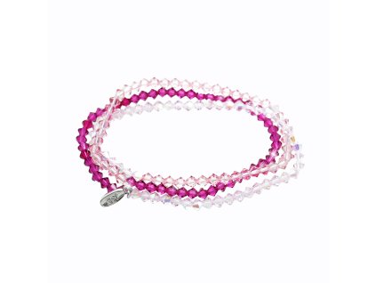 18026 navlekany naramek na tri omotani z koralku swarovski rose