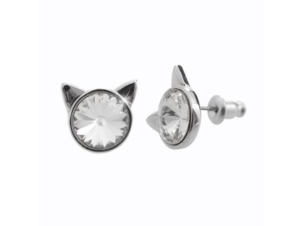 18119 nausnice puzety z bizuterni slitiny kocici hlava s rivoli swarovski crystal