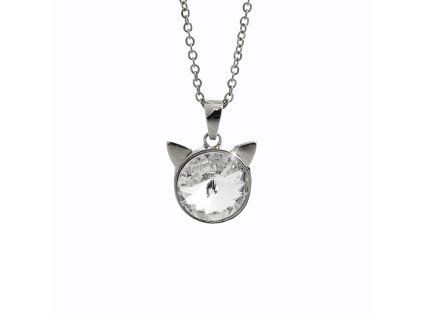 18128 nahrdelnik z bizuterni slitiny mala kocici hlava s rivoli swarovski crystal