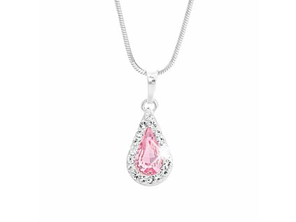18287 stribrny nahrdelnik swarovski kapka s obtahem rose stribro 925 1000