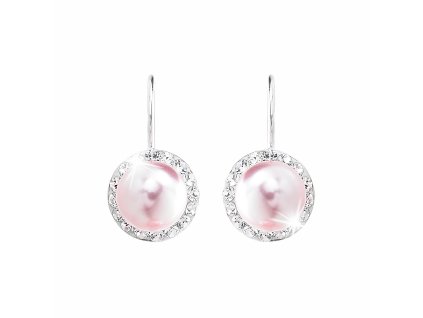 18317 stribrne nausnice klapky swarovski perla s obtahem rose stribro 925 1000