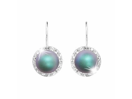 18323 stribrne nausnice klapky swarovski perla s obtahem blue stribro 925 1000