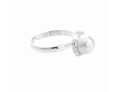18329 stribrny prsten swarovski perla s obtahem white stribro 925 1000