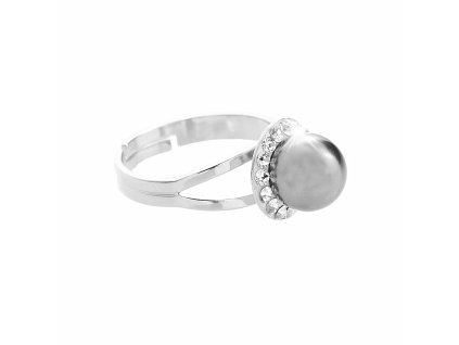 18335 stribrny prsten swarovski perla s obtahem grey stribro 925 1000