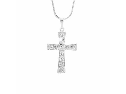 18341 stribrny nahrdelnik velky kriz osazeny krystaly swarovski crystal stribro 925 1000