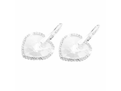 18353 stribrne nausnice klapky krystal swarovski tvaru srdce s obtahem crystal stribro 925 1000