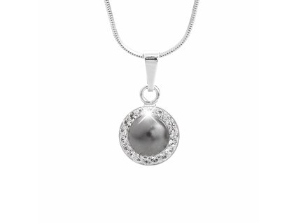 18389 stribrny nahrdelnik perlova mugle swarovski s obtahem grey stribro 925 1000