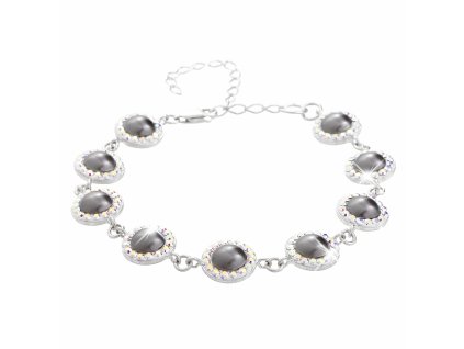 18416 stribrny naramek perlova mugle swarovski s obtahem grey ab stribro 925 1000
