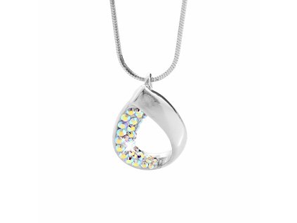 18464 stribrny nahrdelnik siroka kapka s krystaly swarovski ab stribro 925 1000