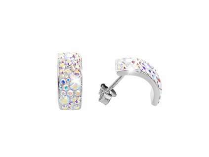18524 stribrne nausnice puzety ohnuty obdelnik osazeny krystaly swarovski ab stribro 925 1000