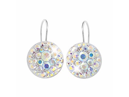 18671 stribrne nausnice klapky kulate luzko s krystaly swarovski ab stribro 925 1000