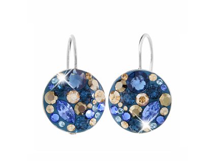 18683 stribrne nausnice klapky kulate luzko s krystaly swarovski montana mix stribro 925 1000