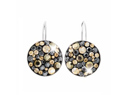 18689 stribrne nausnice klapky kulate luzko s krystaly swarovski jet mix stribro 925 1000