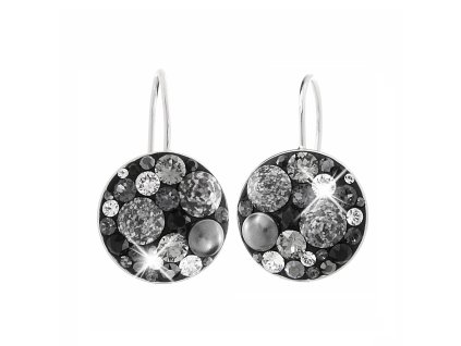18695 stribrne nausnice klapky kulate luzko s krystaly svarovsky jet rock stribro 925 1000