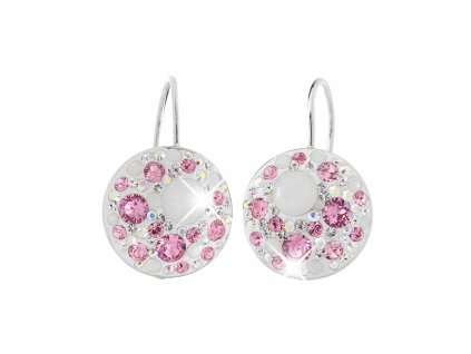 18698 stribrne nausnice klapky kulate luzko s krystaly swarovski rose opal mix stribro 925 1000