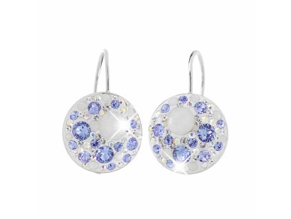 18701 stribrne nausnice klapky kulate luzko s krystaly swarovski light sapphire opal mix stribro 925 1000