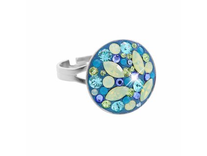 18713 stribrny prsten kulate luzko s krystaly swarovski aqua mix stribro 925 1000